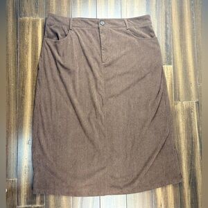 Cider Plus Size 2X Brown Corduroy Midi Maxi High Waisted Skirt Pockets